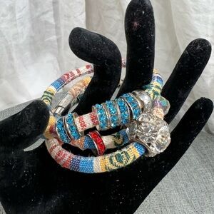 Rafa Three Wrap With Crystals and Beads. Has a magnet Closer Measures 7” Inch’s